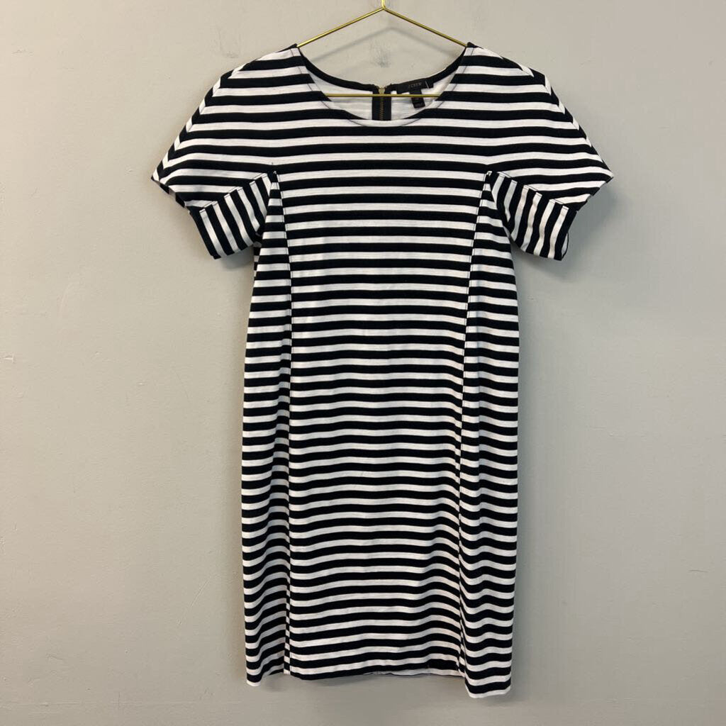 J Crew Black/ White Striped Short Sleeve Dress Extra Small