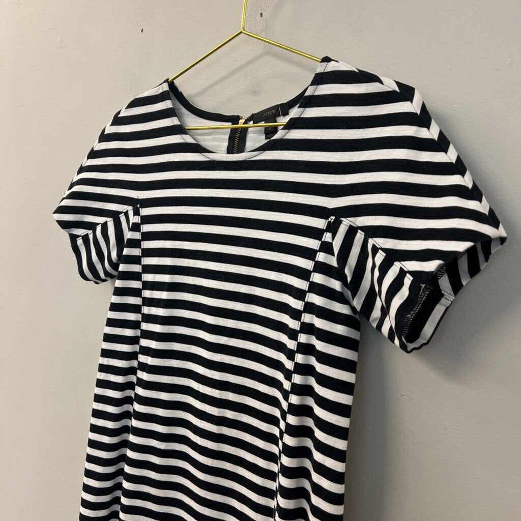 J Crew Black/ White Striped Short Sleeve Dress Extra Small