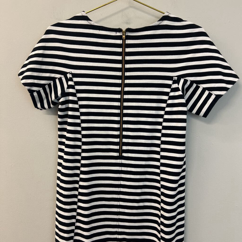 J Crew Black/ White Striped Short Sleeve Dress Extra Small