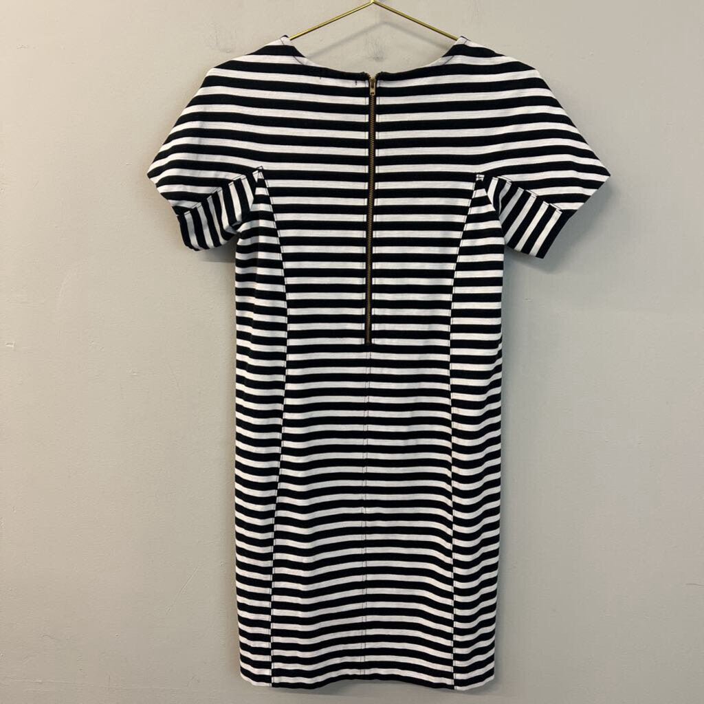 J Crew Black/ White Striped Short Sleeve Dress Extra Small