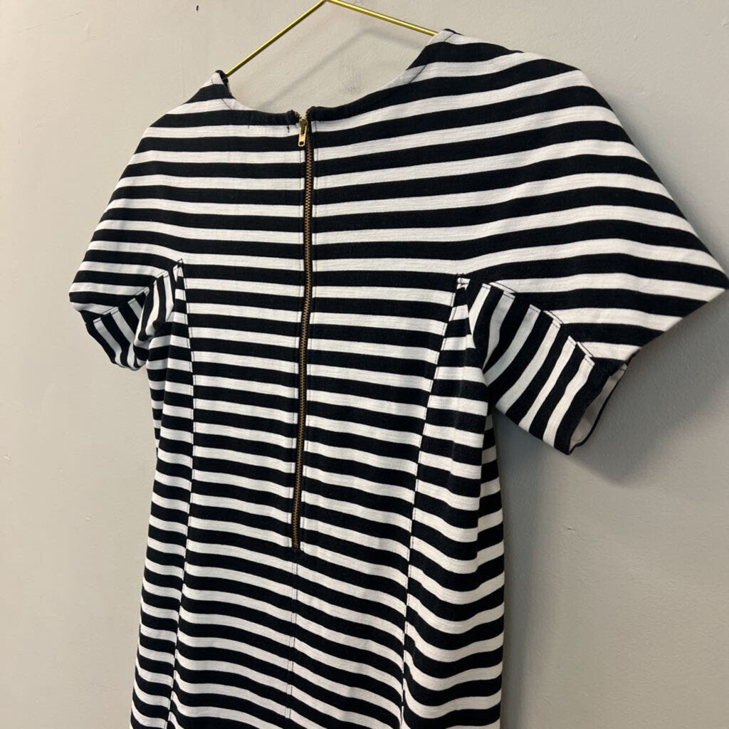 J Crew Black/ White Striped Short Sleeve Dress Extra Small