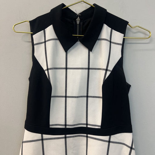 Loft Black/ White Checkered Sleeveless Collared Dress 2P