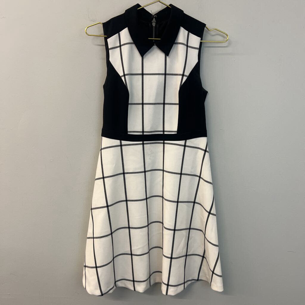 Loft Black/ White Checkered Sleeveless Collared Dress 2P