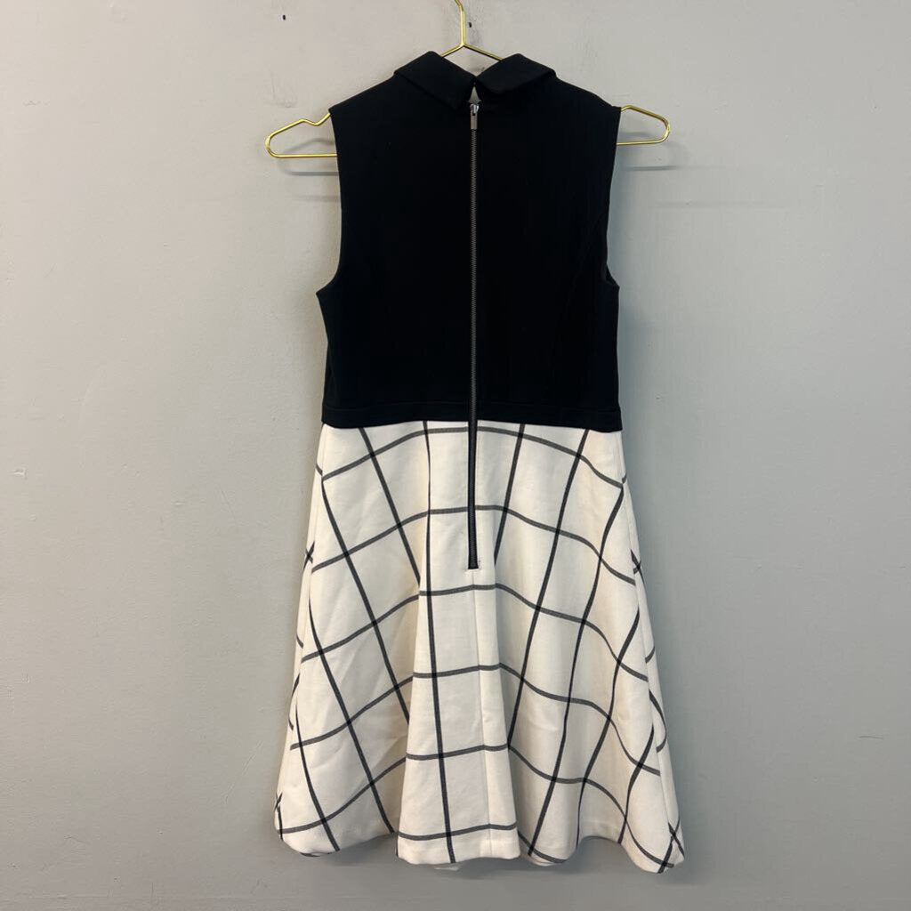 Loft Black/ White Checkered Sleeveless Collared Dress 2P