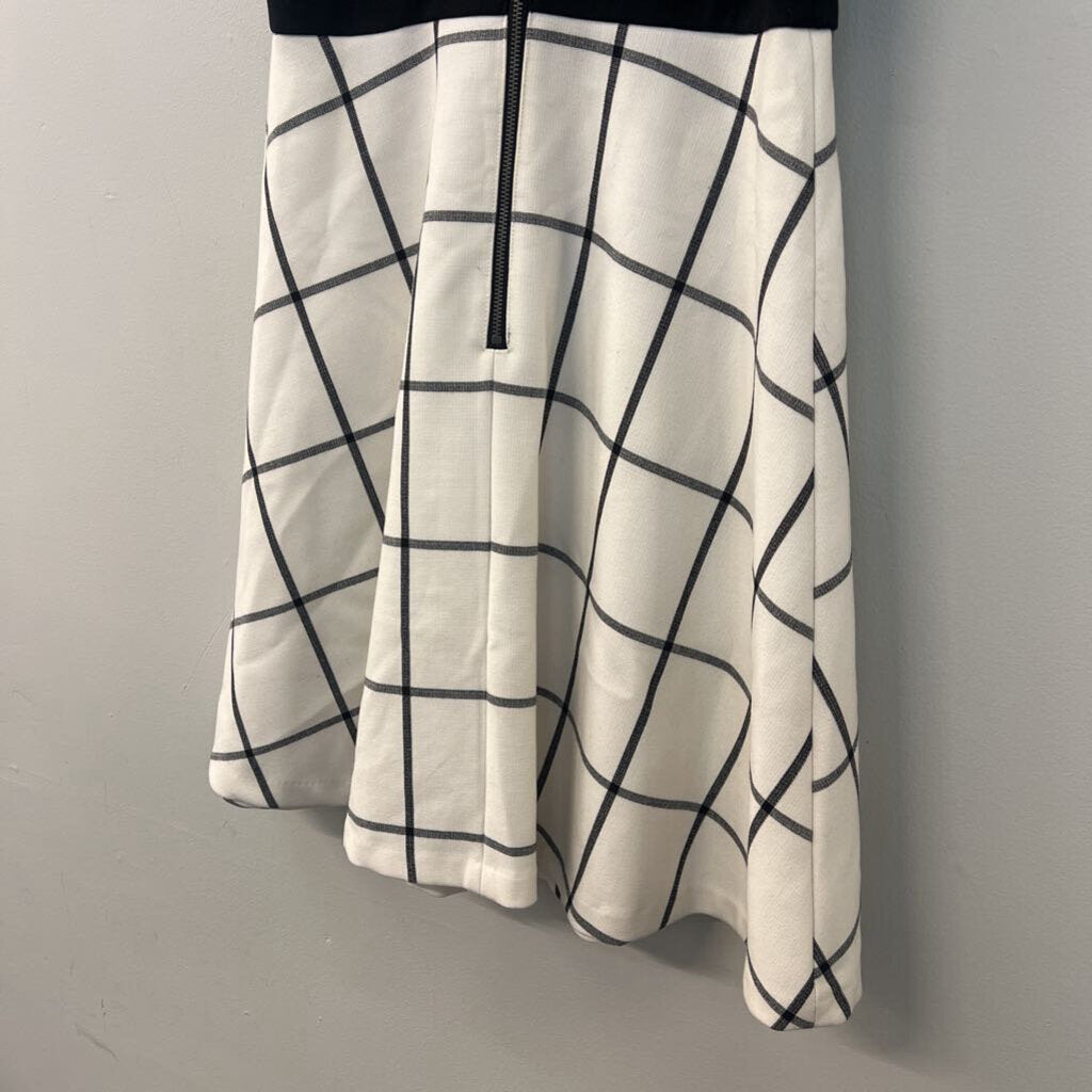 Loft Black/ White Checkered Sleeveless Collared Dress 2P