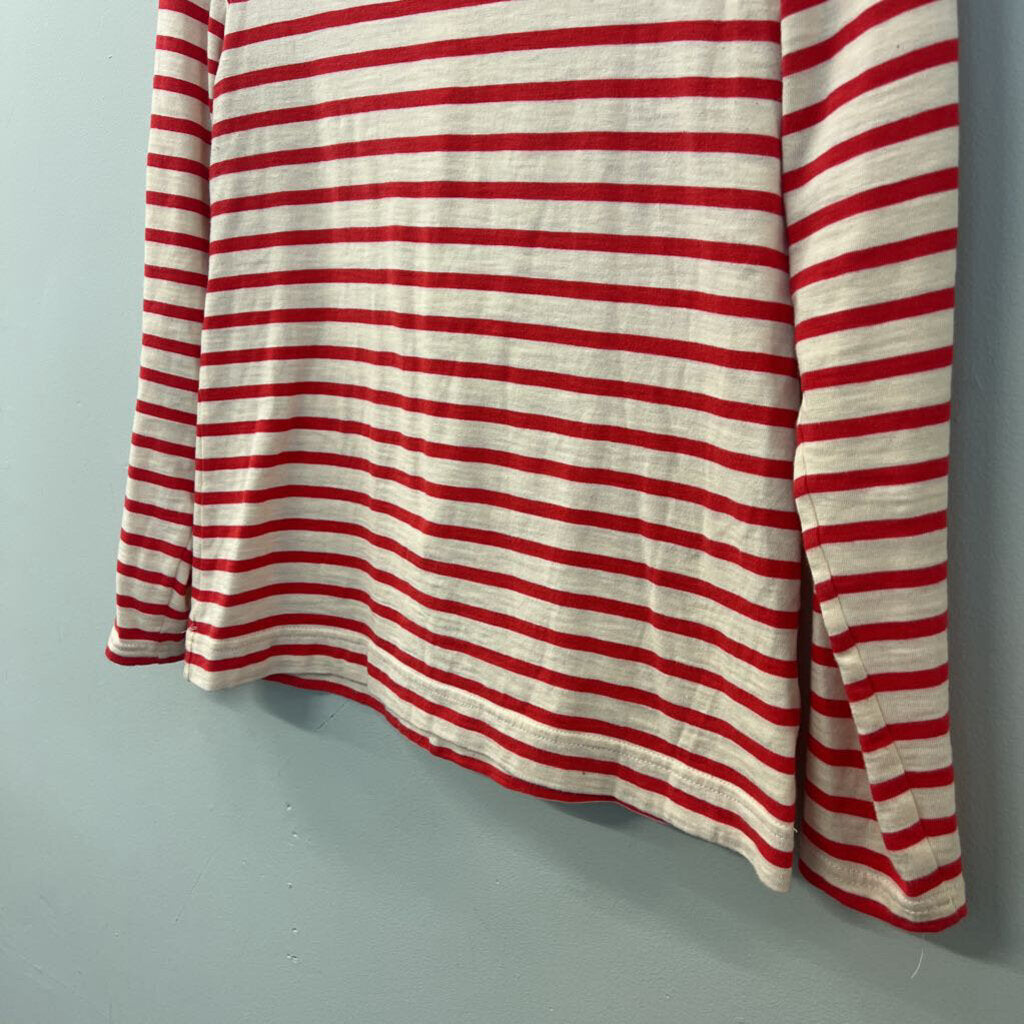 J Crew Red/ White Striped Long Sleeve Top Small