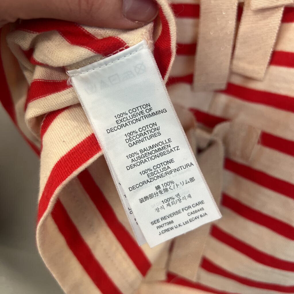 J Crew Red/ White Striped Long Sleeve Top Small