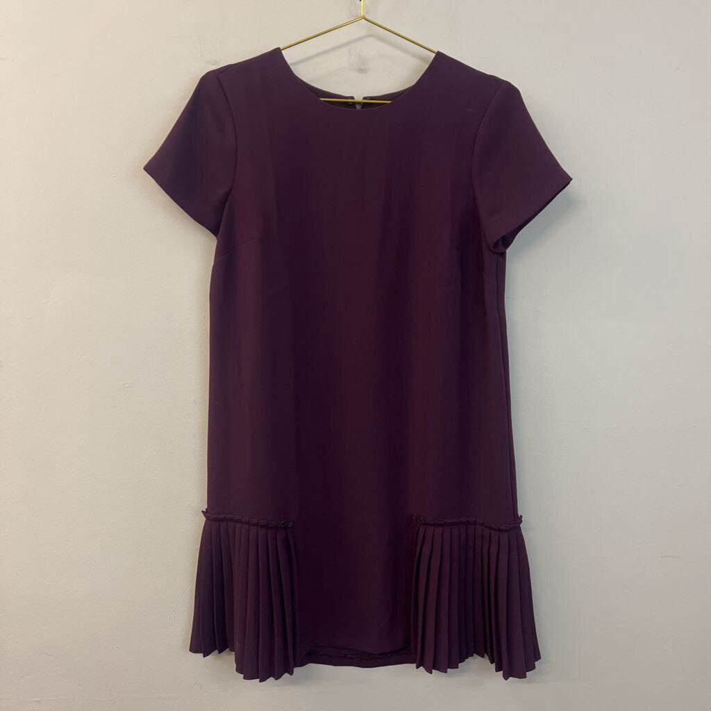 Ann Taylor Purple Short Sleeve Pleated Detail Dress 4P