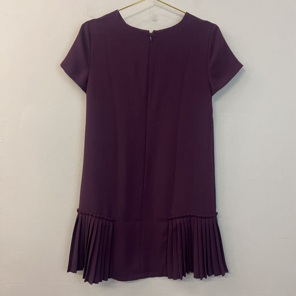 Ann Taylor Purple Short Sleeve Pleated Detail Dress 4P