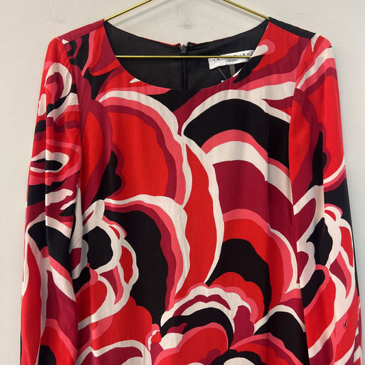 Trina Turk Red Silk Print Long Sleeve Dress Small