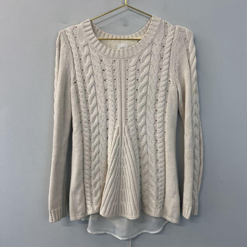 Cabi Cream Knit Long Sleeve Sweater Extra Small