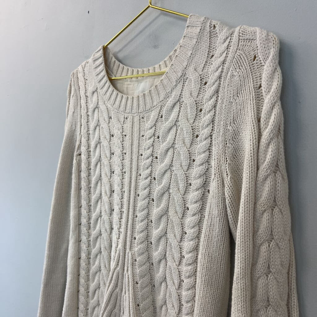 Cabi Cream Knit Long Sleeve Sweater Extra Small