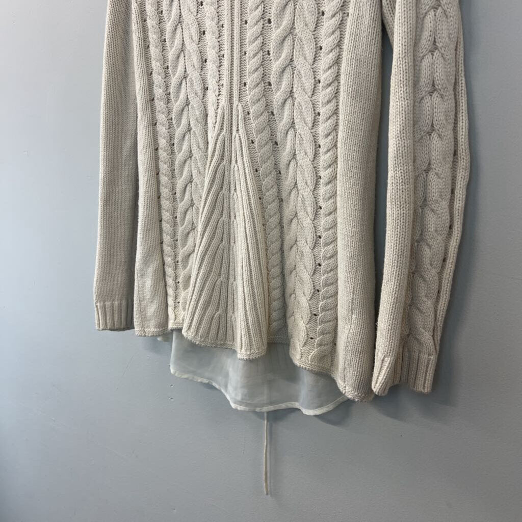 Cabi Cream Knit Long Sleeve Sweater Extra Small