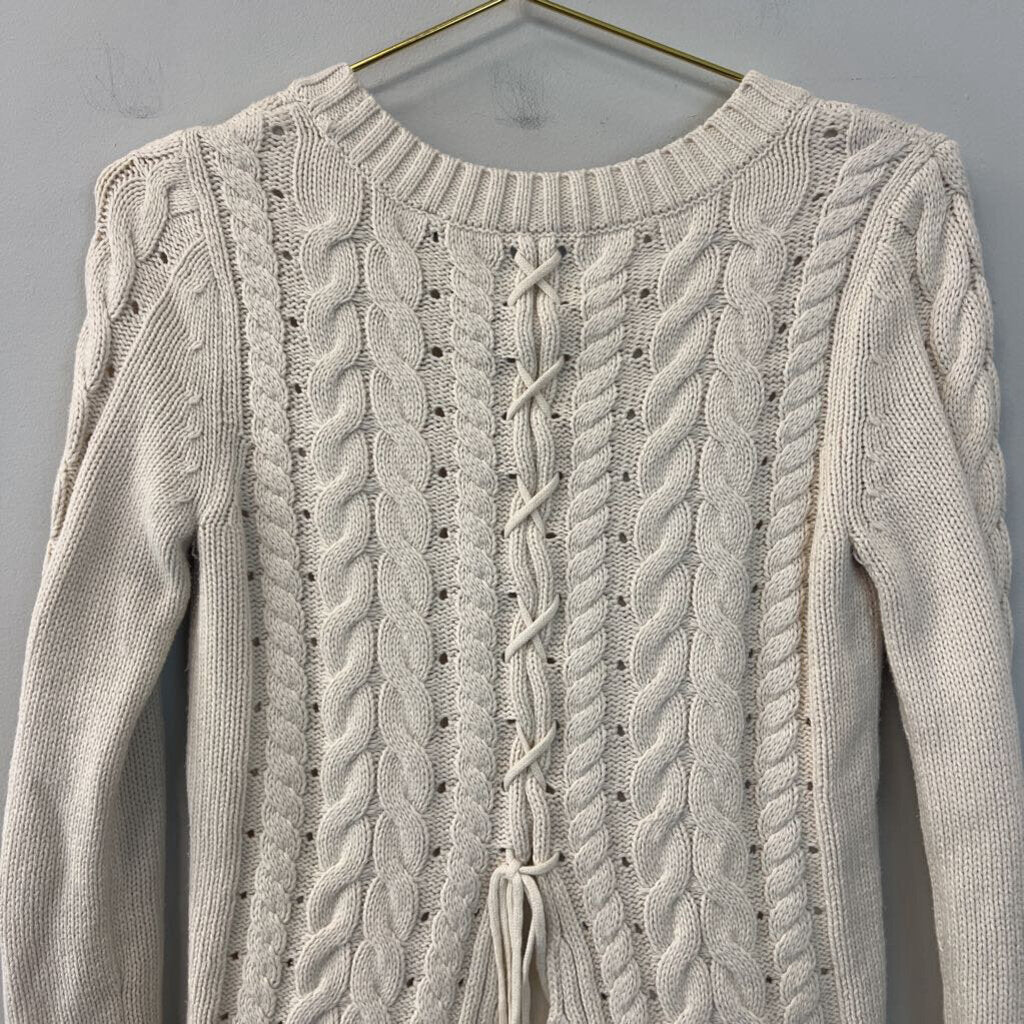 Cabi Cream Knit Long Sleeve Sweater Extra Small