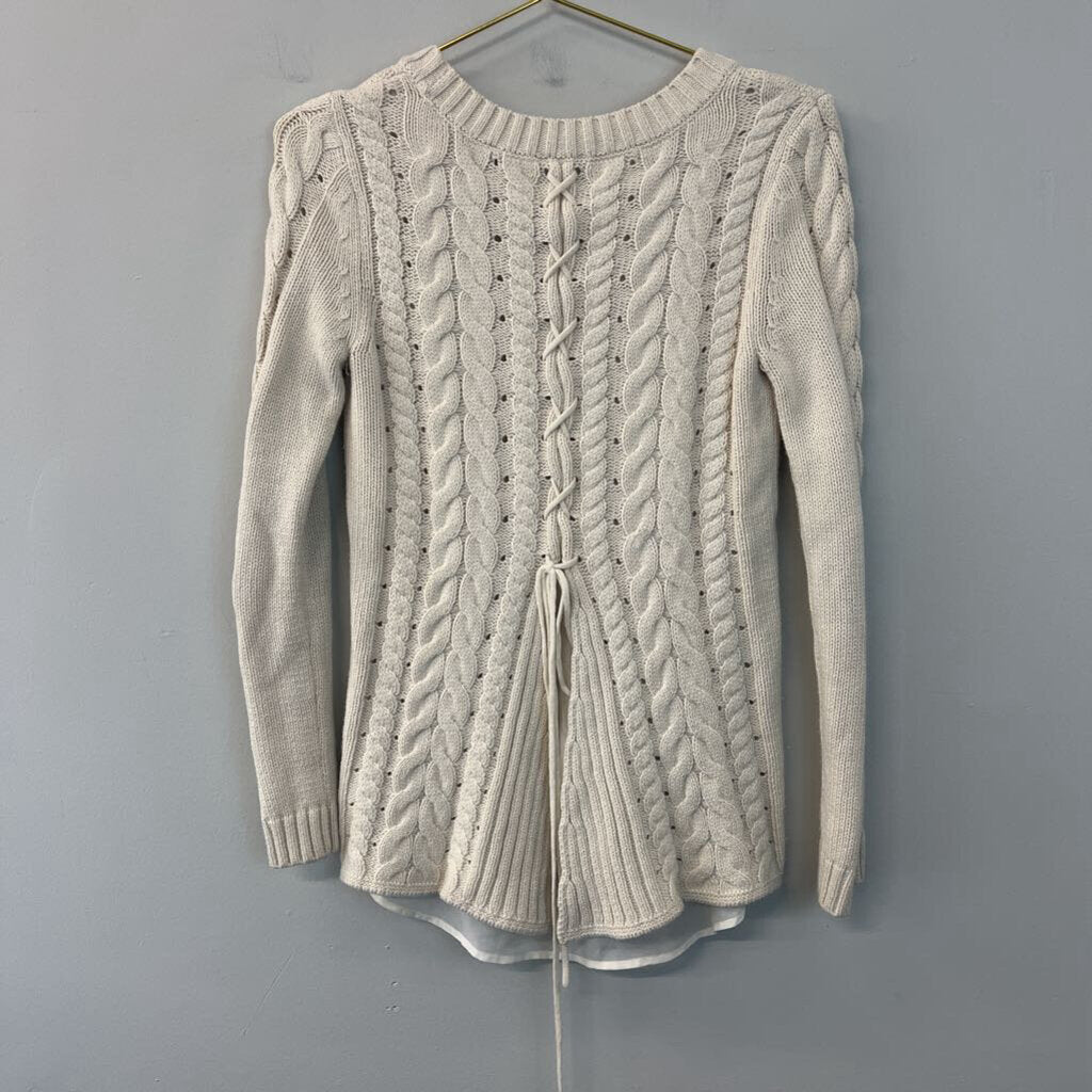 Cabi Cream Knit Long Sleeve Sweater Extra Small