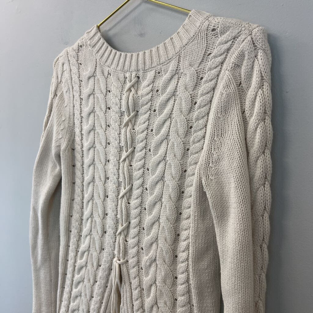 Cabi Cream Knit Long Sleeve Sweater Extra Small