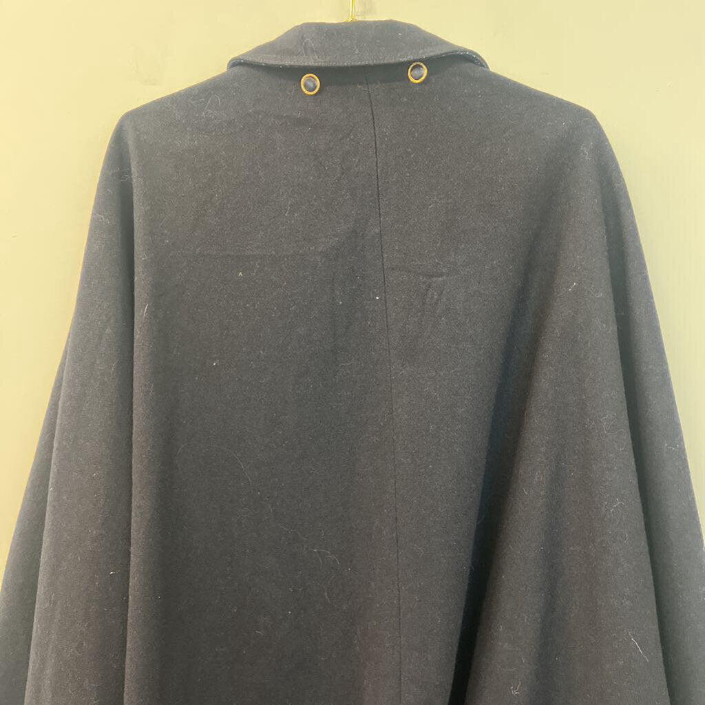 Vintage Pierron Navy Wool Blend Cape Jacket One Size