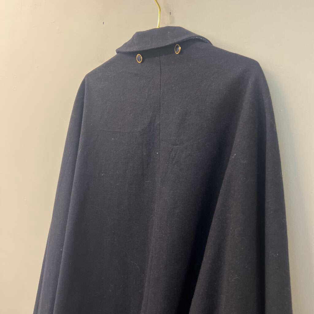 Vintage Pierron Navy Wool Blend Cape Jacket One Size