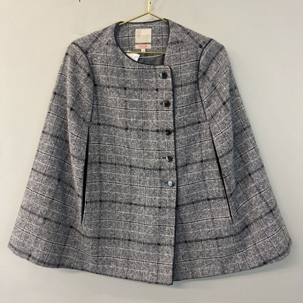 The Limited Grey Plaid Cape Jacket Small