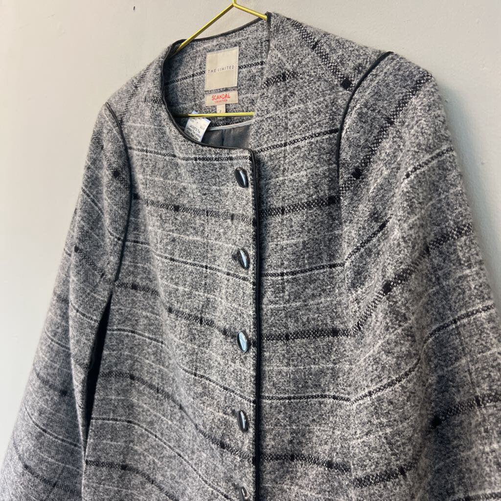 The Limited Grey Plaid Cape Jacket Small