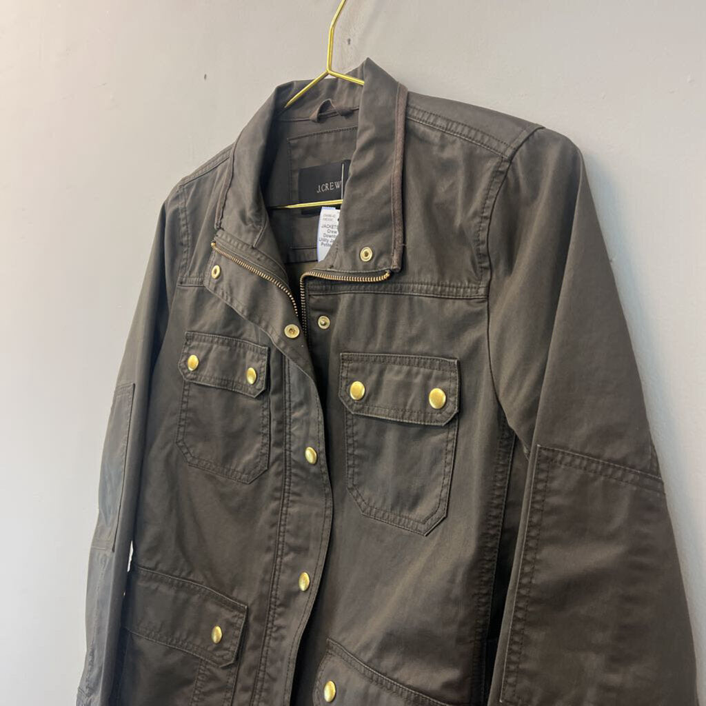 J Crew Green Downtown Field Utility Jacket Medium Petite