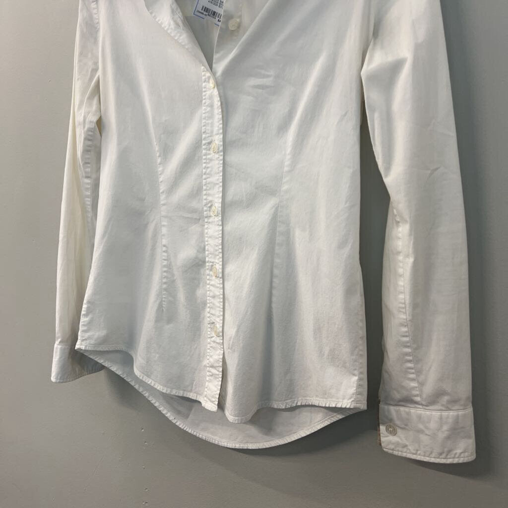 Burberry White Long Sleeve Button Down Top Small