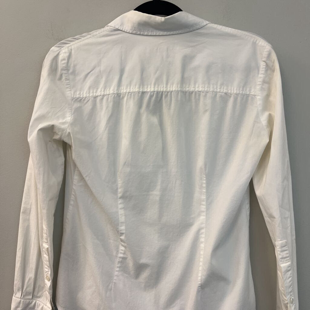 Burberry White Long Sleeve Button Down Top Small