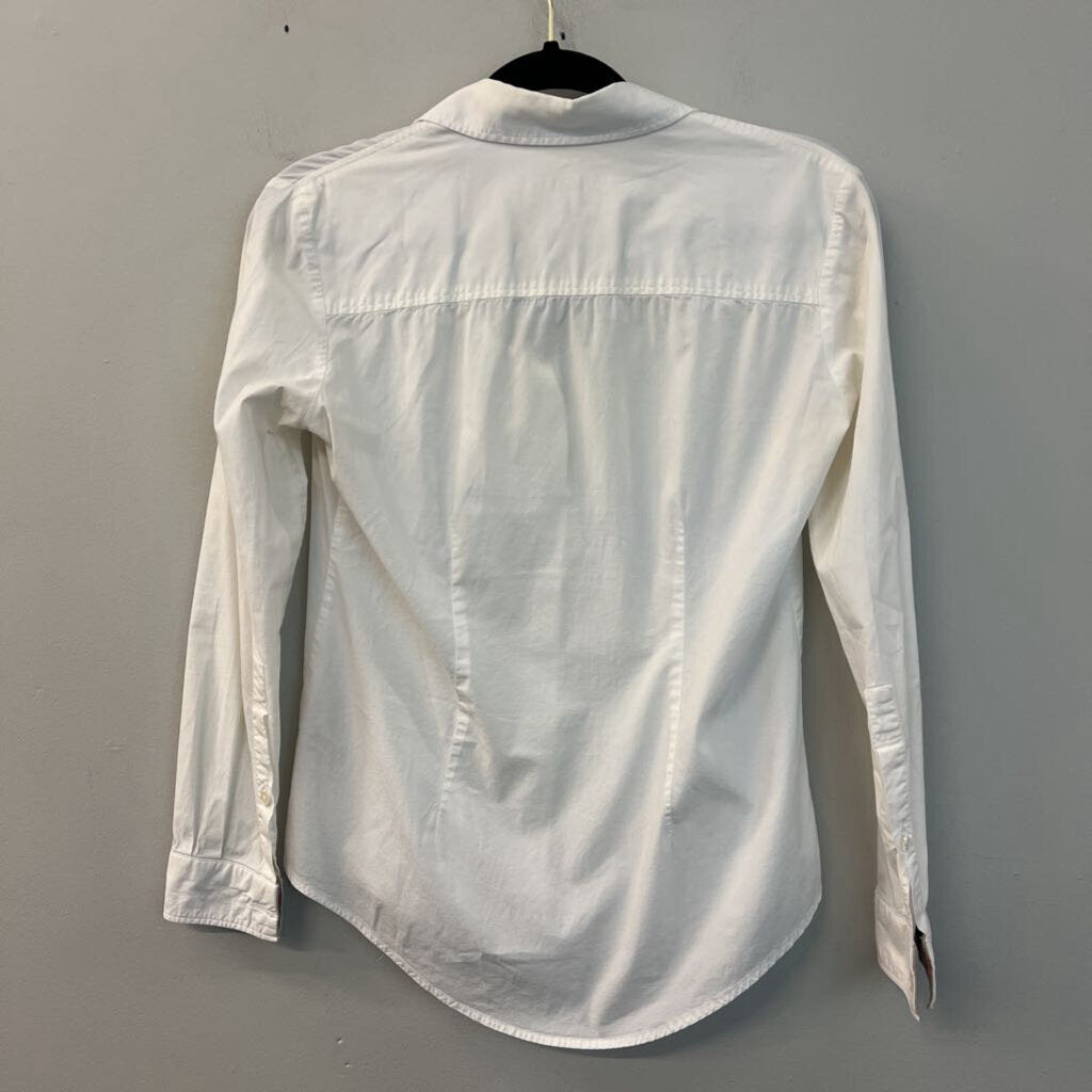 Burberry White Long Sleeve Button Down Top Small