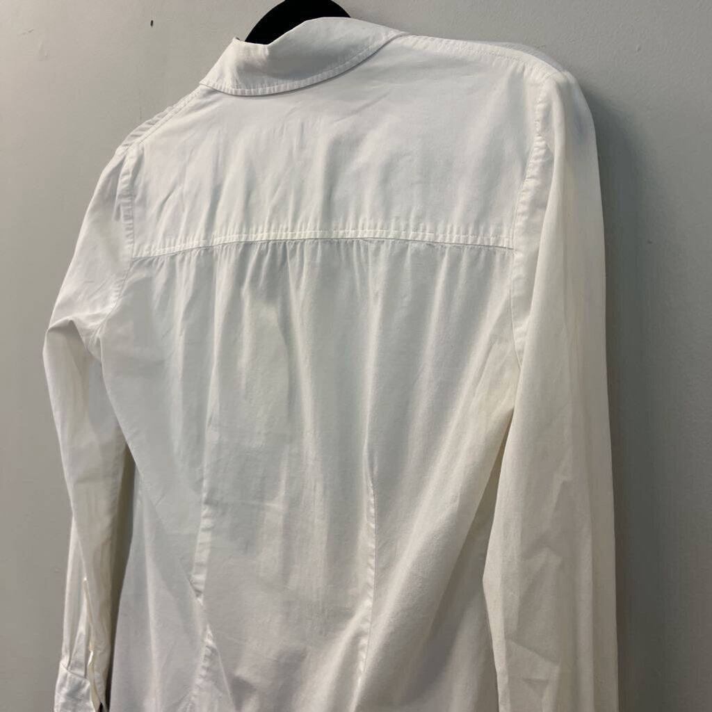 Burberry White Long Sleeve Button Down Top Small