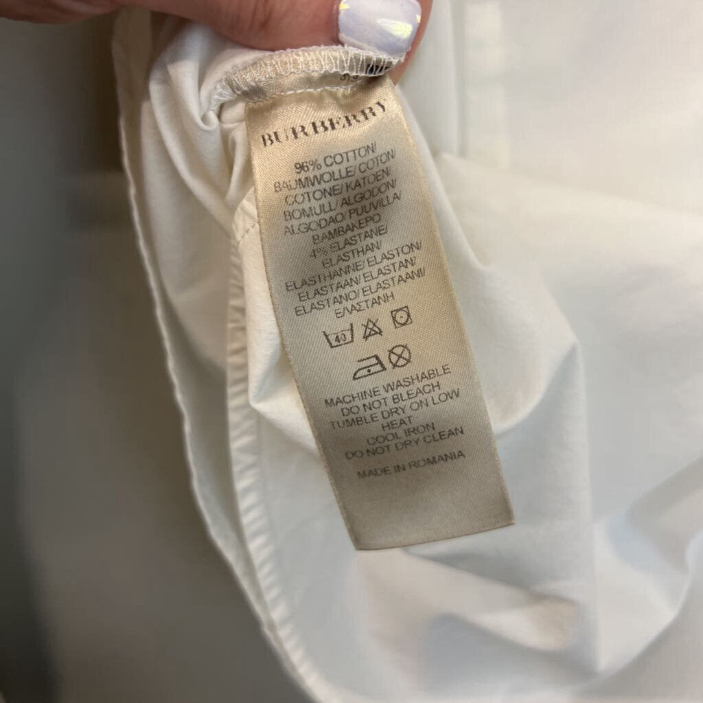 Burberry White Long Sleeve Button Down Top Small