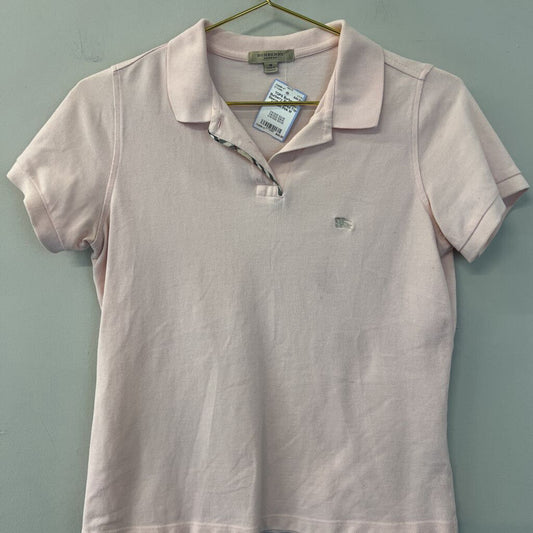 Burberry Pink Short Sleeve Collared Top Medium