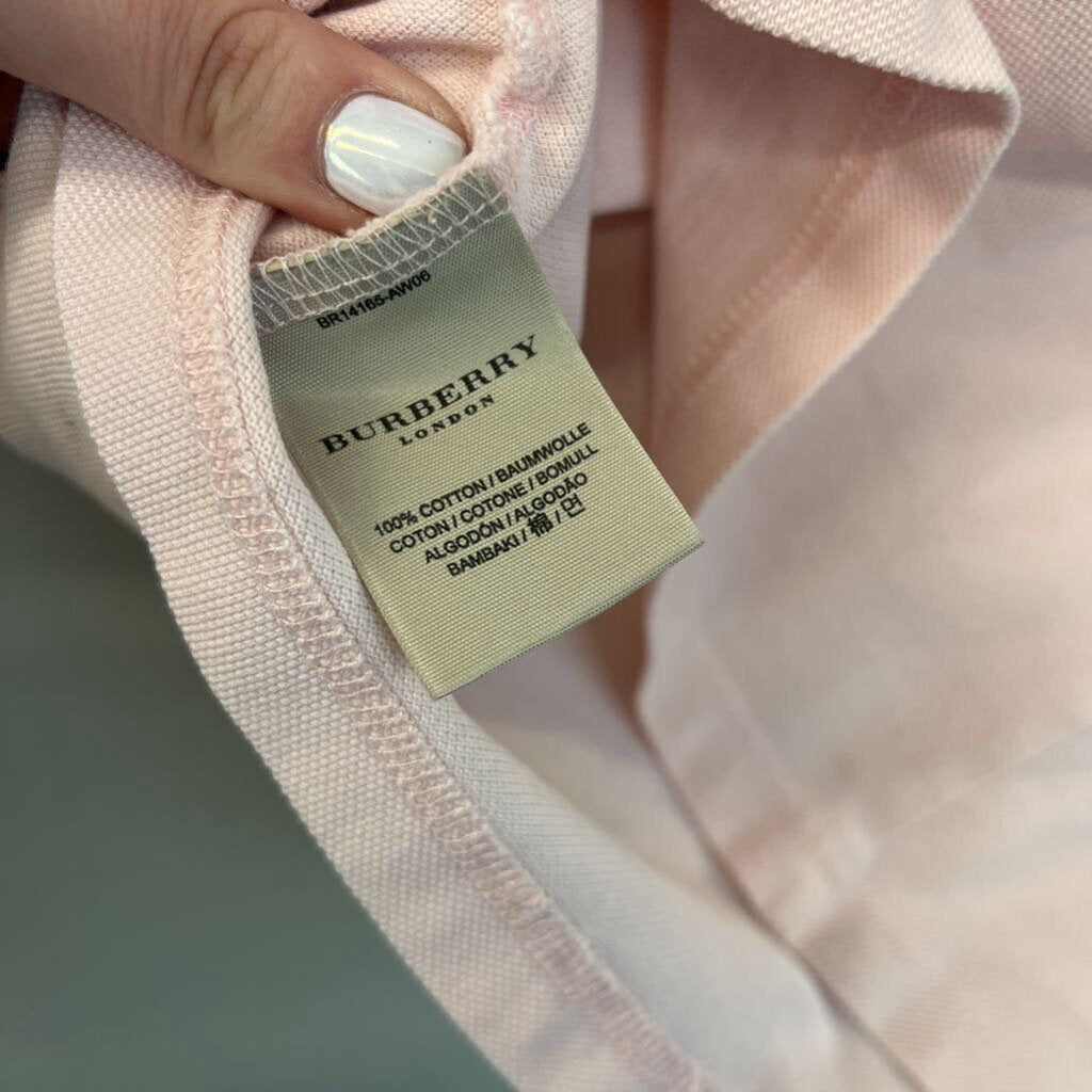 Burberry Pink Short Sleeve Collared Top Medium