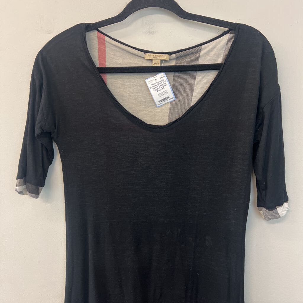 Burberry Black Short Sleeve Layered Top Extra Small