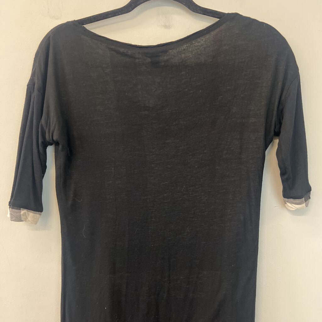 Burberry Black Short Sleeve Layered Top Extra Small