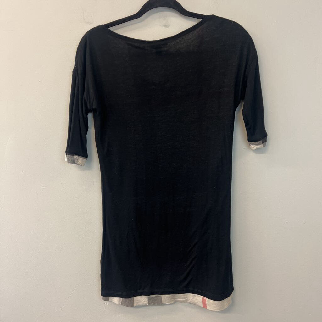 Burberry Black Short Sleeve Layered Top Extra Small