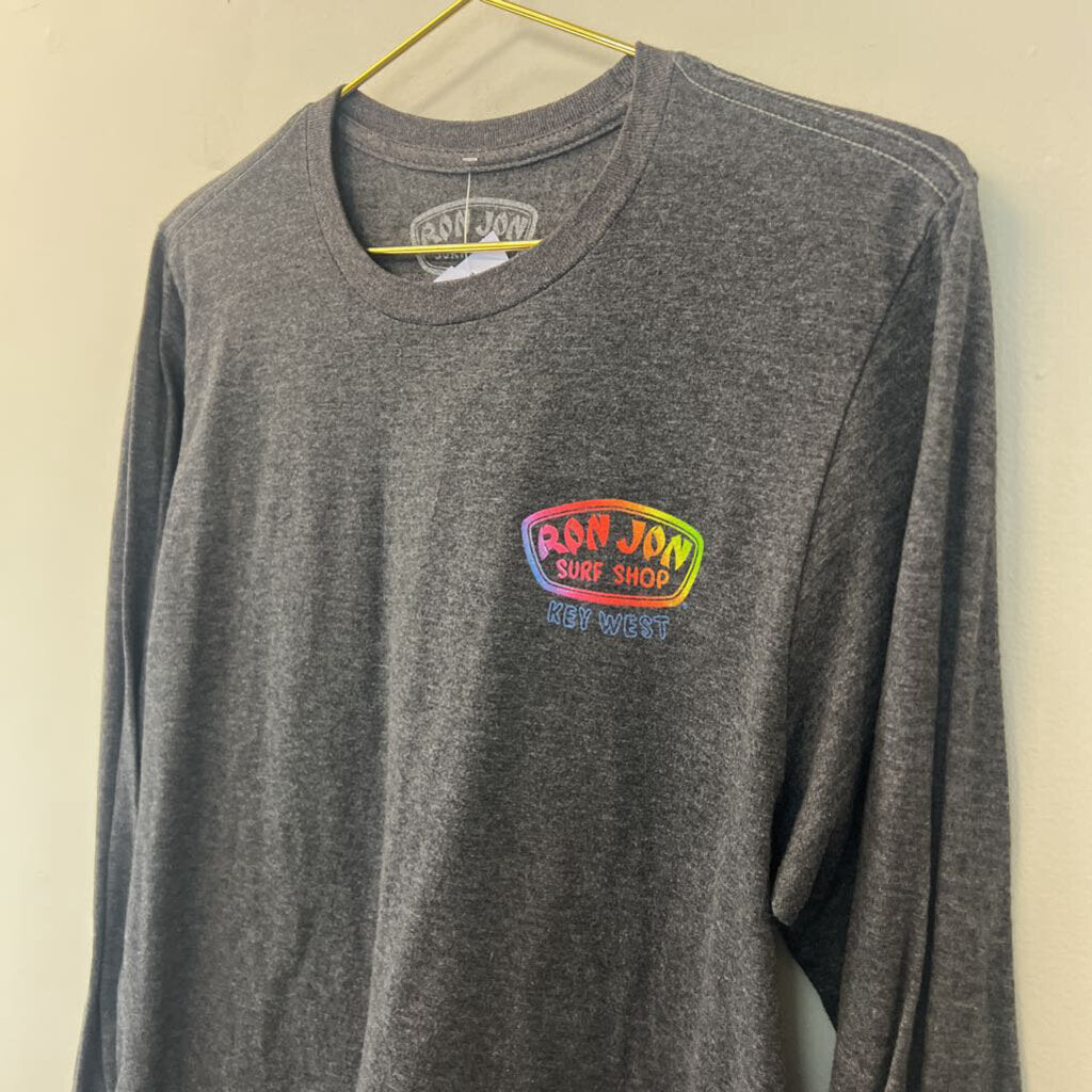 Ron Jon Surf Shop Grey Long Sleeve Graphic Tee Medium