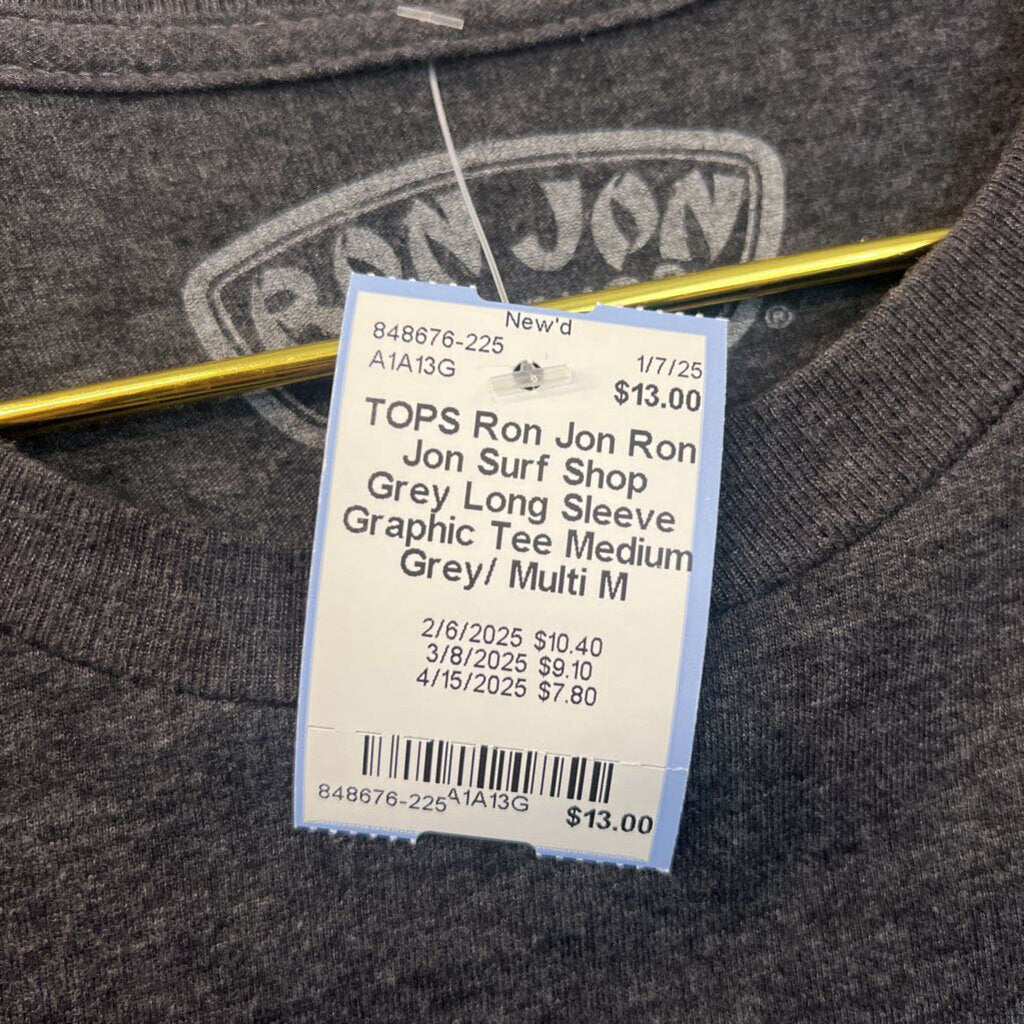 Ron Jon Surf Shop Grey Long Sleeve Graphic Tee Medium