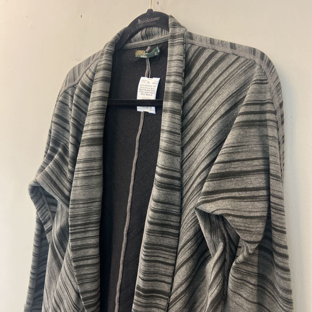 Prana Grey/ Black Striped Open Front Jacket Small