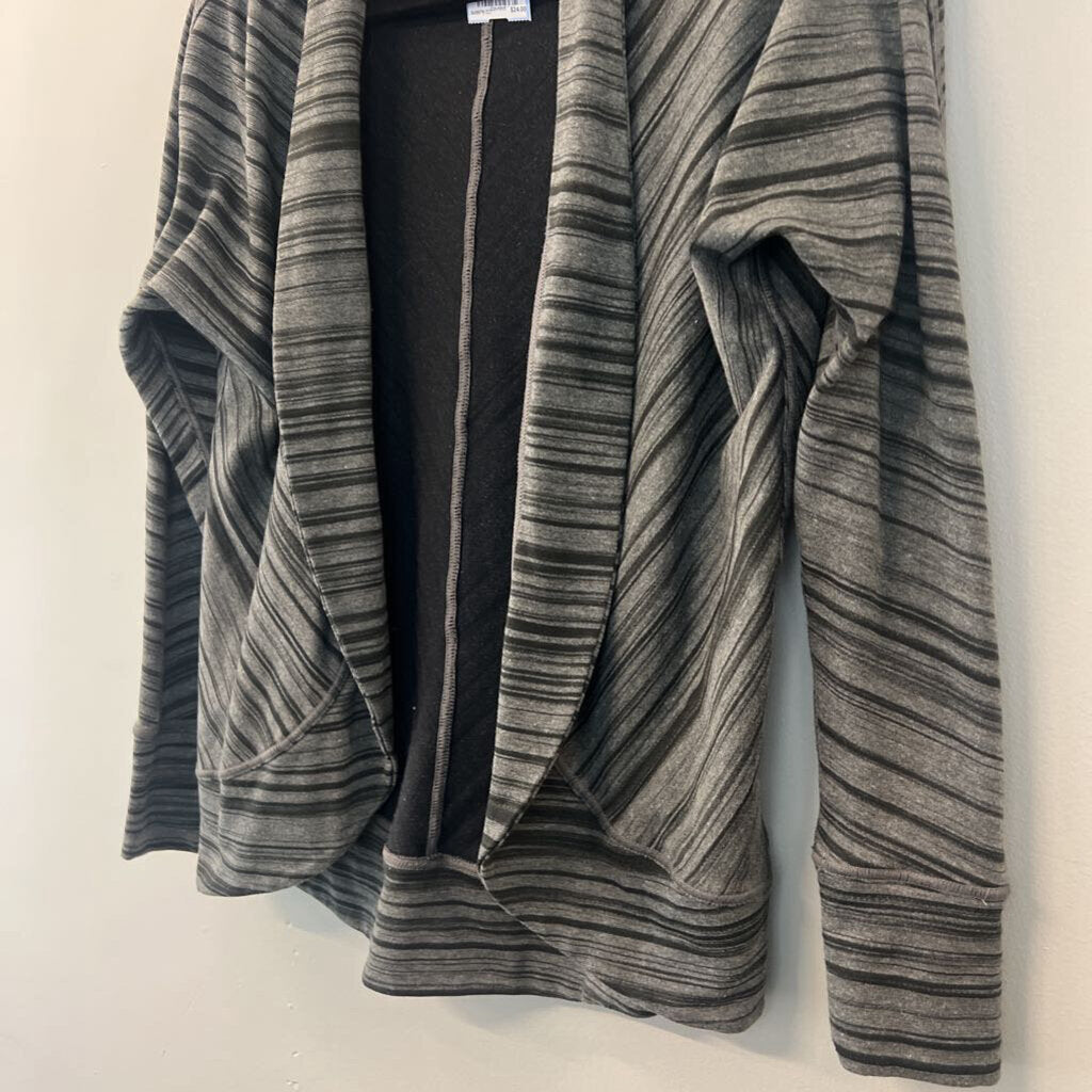 Prana Grey/ Black Striped Open Front Jacket Small