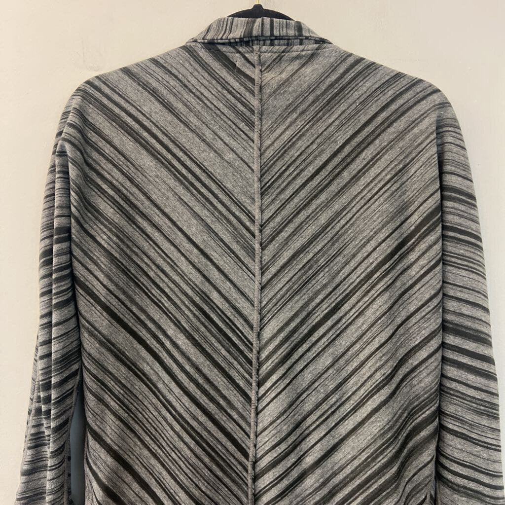 Prana Grey/ Black Striped Open Front Jacket Small