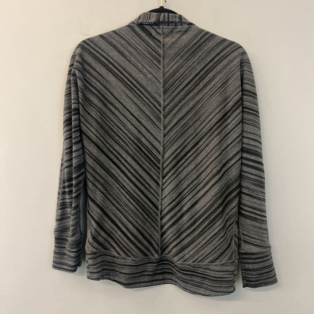 Prana Grey/ Black Striped Open Front Jacket Small