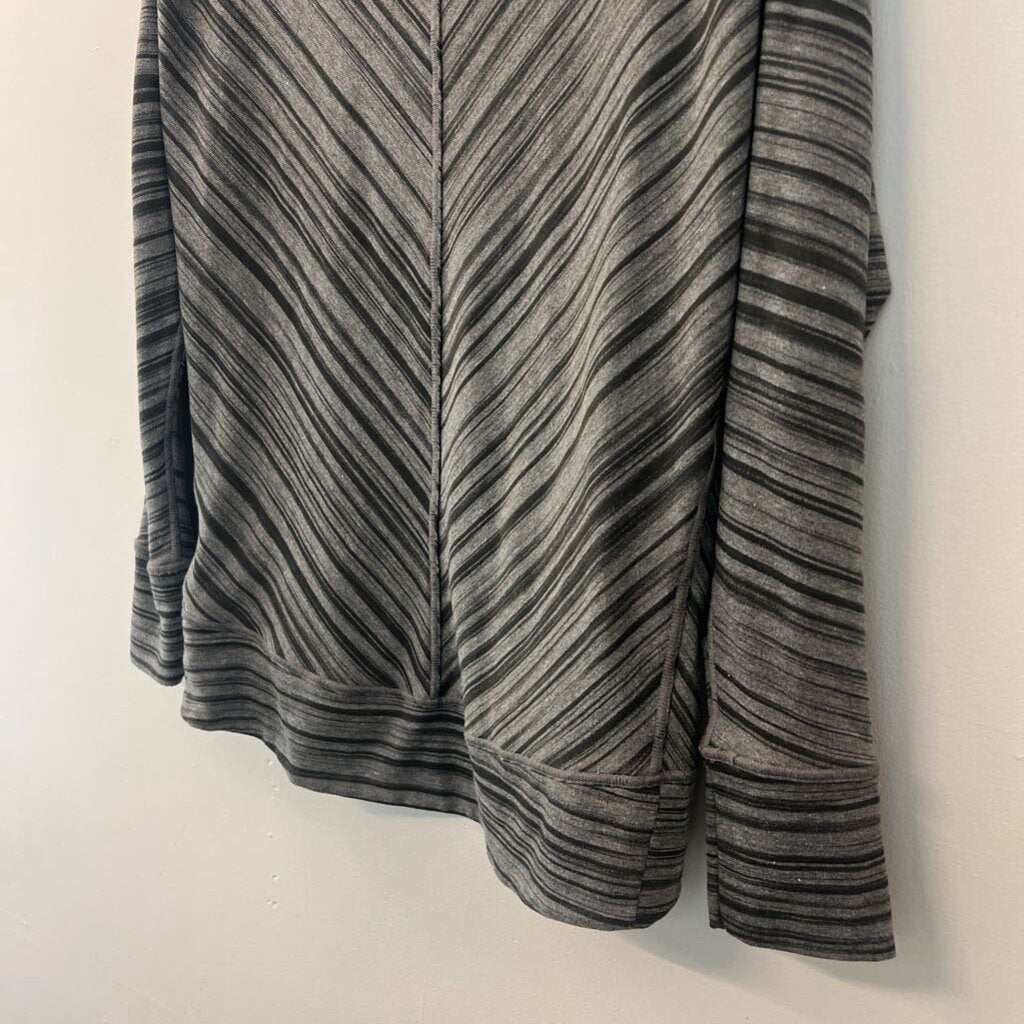 Prana Grey/ Black Striped Open Front Jacket Small