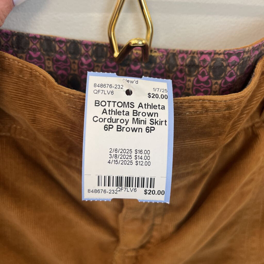 Athleta Brown Corduroy Mini Skirt 6P