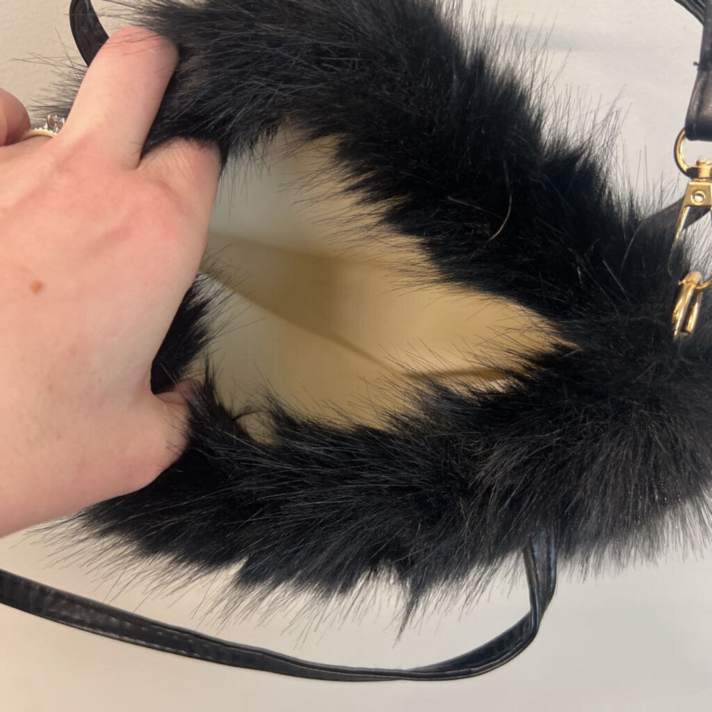 Black Faux Fur Purse