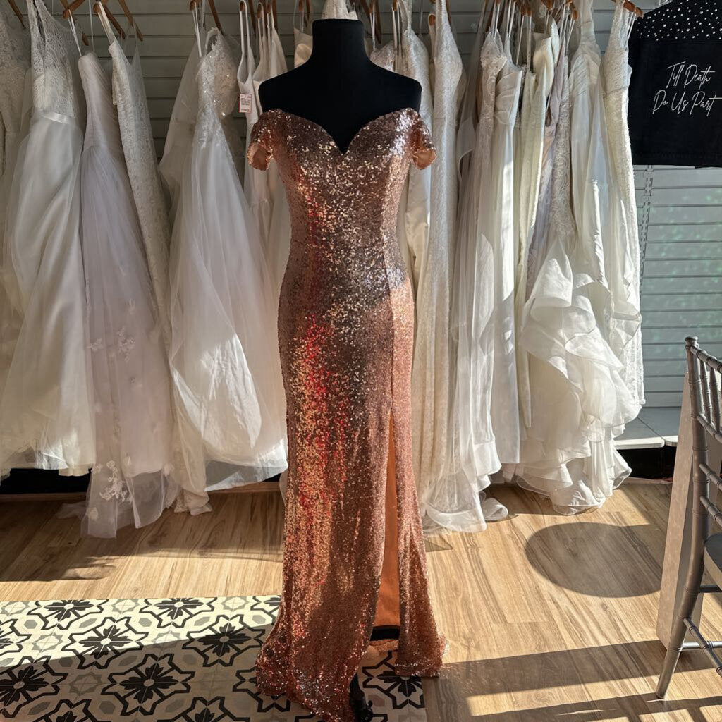 B Smart Rose Gold Sequin Long Formal 7/8