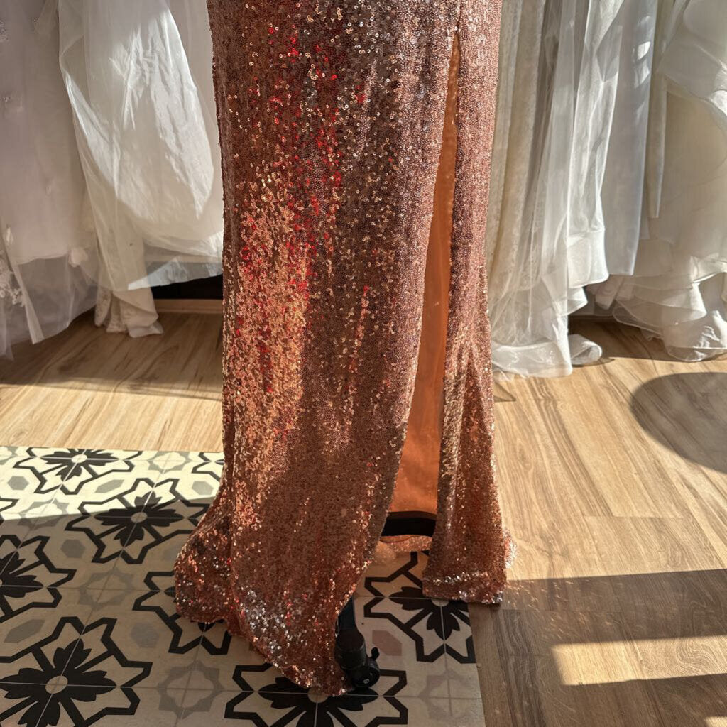 B Smart Rose Gold Sequin Long Formal 7/8