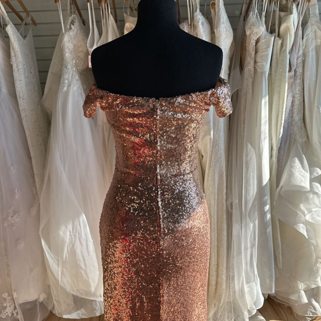 B Smart Rose Gold Sequin Long Formal 7/8