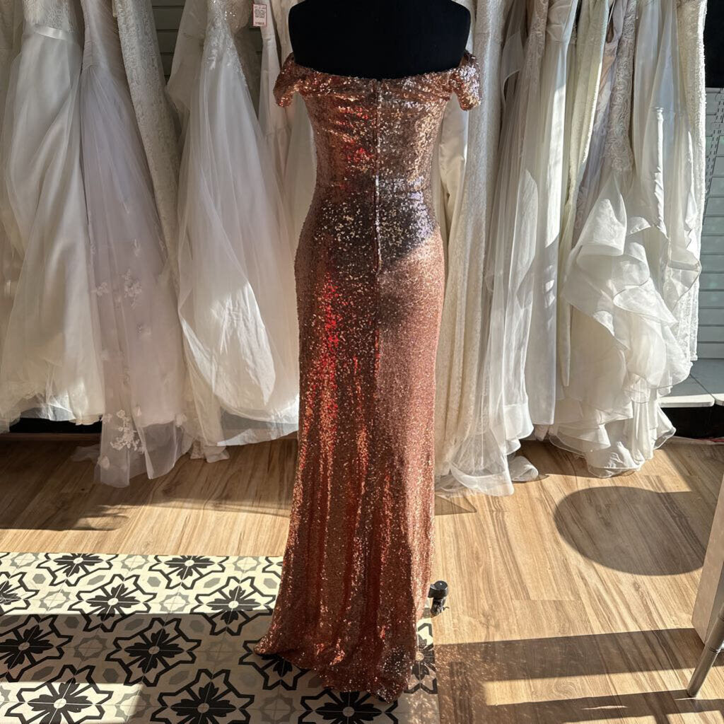 B Smart Rose Gold Sequin Long Formal 7/8