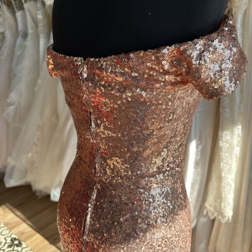 B Smart Rose Gold Sequin Long Formal 7/8