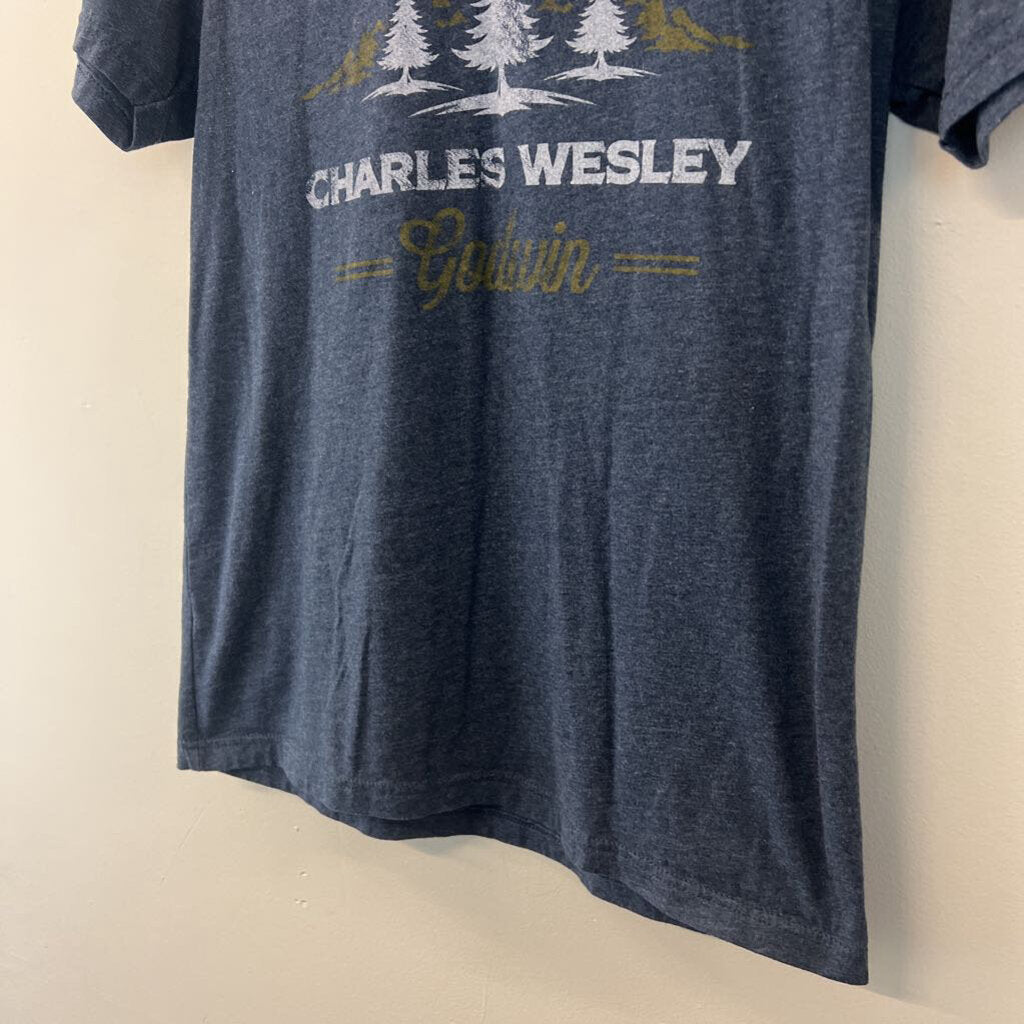 Next Level Apparel Blue Charles Wesley Short Sleeve Graphic Tee Medium